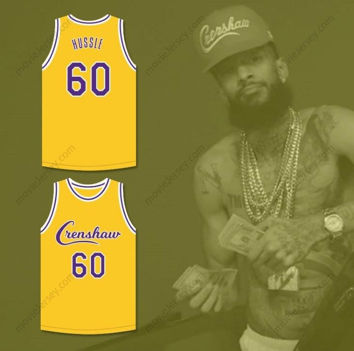 CUSTOM ANY Name Number NIPSEY HUSSLE 60 CRENSHAW YELLOW BASKETBALL JERSEY 1 Top Stitched S-6XL