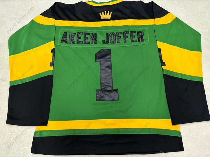 Custom Any Name Number PRINCE AKEEM JOFFER 1 FICTIONAL AFRICAN COUNTRY GREEN HOCKEY JERSEY WITH FLAG PATCH Top Stitched S-6XL