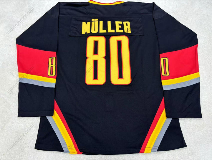 Custom Any Name Number ROBERT MULLER 80 GERMANY NATIONAL TEAM BLACK HOCKEY JERSEY Stitched Top Stitched S-6XL