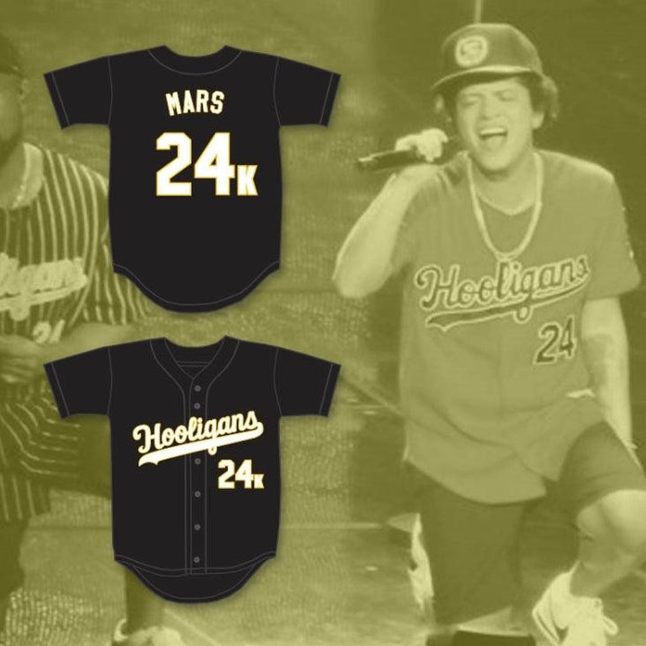Custom Any Name Number MARS 24K HOOLIGANS BLACK BASEBALL JERSEY Top Stitched S-6XL