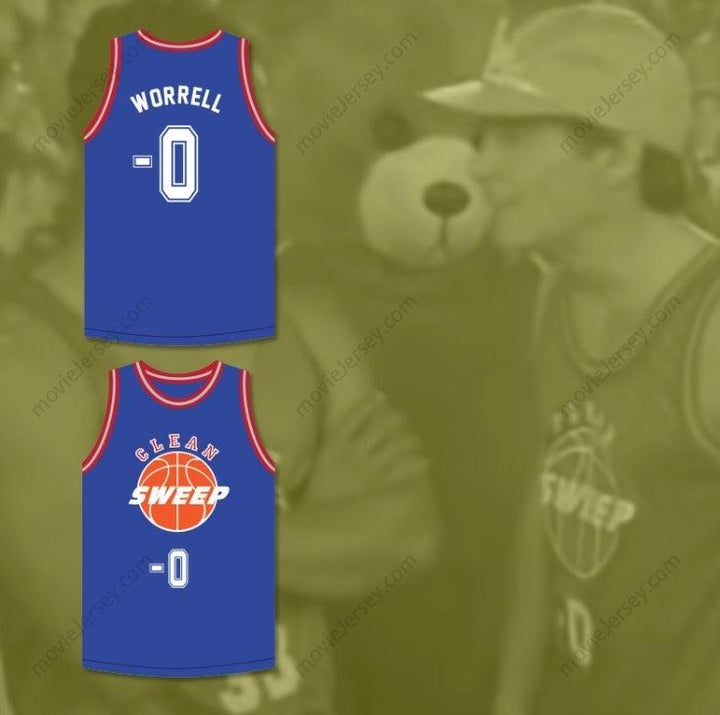 CUSTOM ANY Name Number ERNEST P. WORRELL 0 CLEAN SWEEP DELUXE BLUE BASKETBALL JERSEY SLAM DUNK ERNEST 2 Top Stitched S-6XL