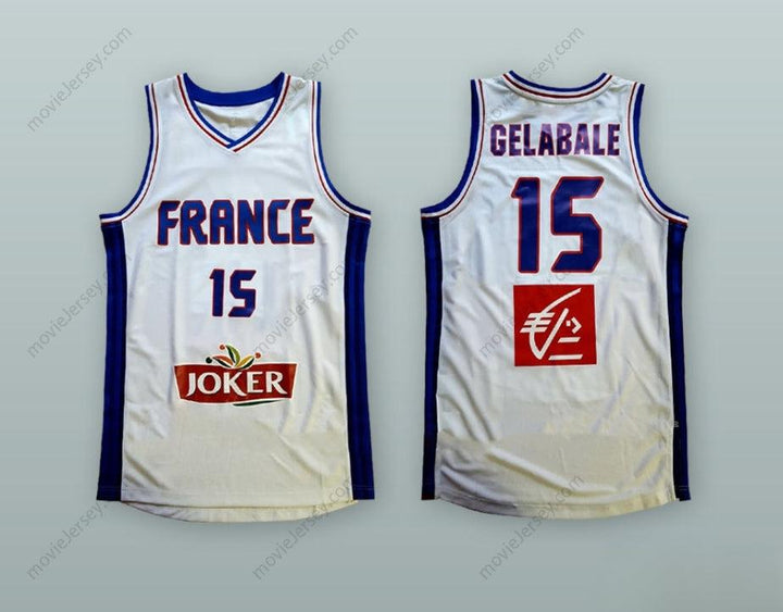 CUSTOM ANY Name Number MICKAEL GELABALE 15 FRANCE NATIONAL TEAM WHITE BASKETBALL JERSEY Top Stitched S-6XL
