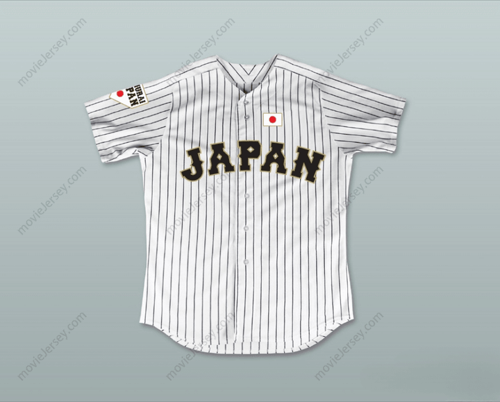 Custom Any Name Number SHOHEI OHTANI 16 JAPAN SAMURAI WHITE PINSTRIPED BASEBALL JERSEY Top Stitched S-6XL