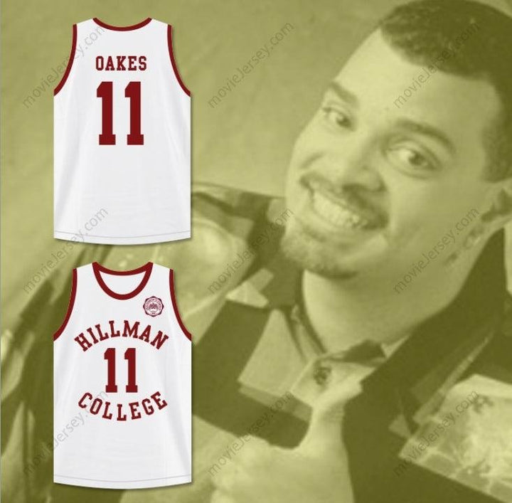 CUSTOM ANY Name Number WALTER OAKES 11 HILLMAN COLLEGE WHITE BASKETBALL JERSEY WITH EAGLE PATCH Top Stitched S-6XL