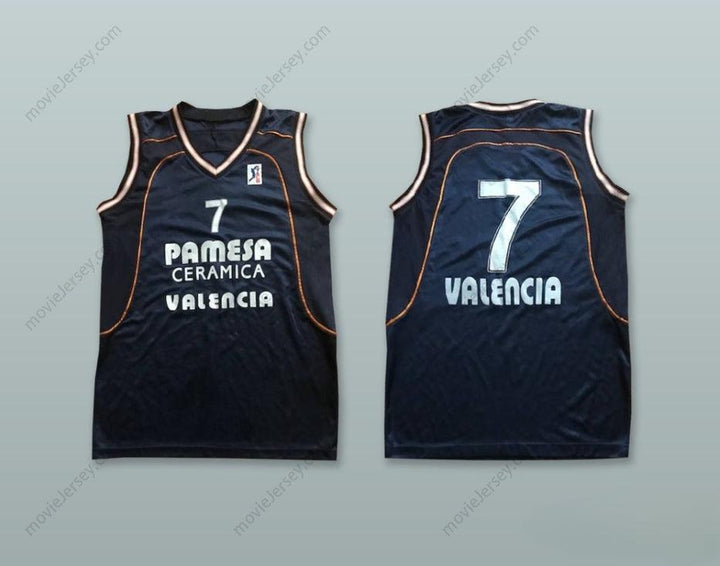 CUSTOM ANY Name Number PAMESA VALENCIA 7 BLACK BASKETBALL JERSEY Top Stitched S-6XL
