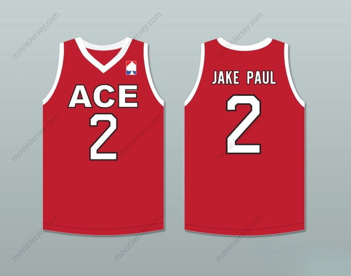 CUSTOM ANY Name Number JAKE PAUL 2 ACE FAMILY CHARITY RED BASKETBALL JERSEY Top Stitched S-6XL