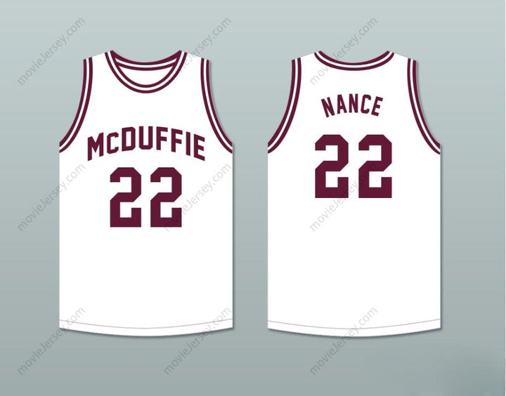 CUSTOM ANY Name Number LARRY NANCE 22 MCDUFFIE HIGH SCHOOL FIGHTING SCOTS WHITE BASKETBALL JERSEY Top Stitched S-6XL