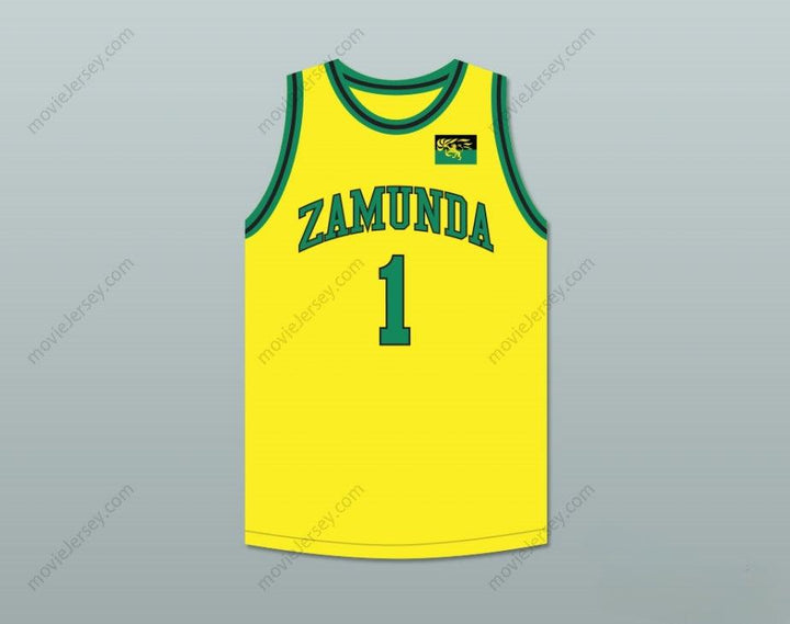 CUSTOM ANY Name Number PRINCE AKEEM JOFFER 1 FICTIONAL AFRICAN COUNTRY YELLOW BASKETBALL JERSEY WITH FLAG PATCH Top Stitched S-6XL