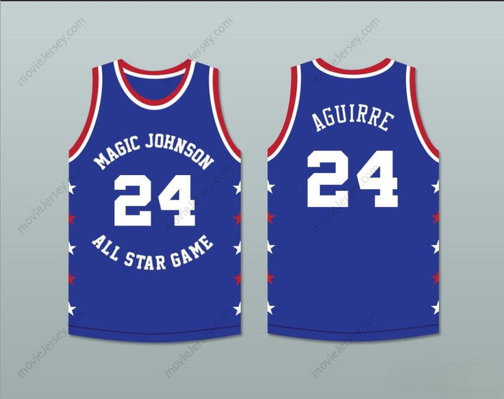 CUSTOM ANY Name Number MARK AGUIRRE 24 MAGIC JOHNSON ALL STAR GAME BLUE BASKETBALL JERSEY 1986 MIDSUMMER NIGHT'S MAGIC CHARITY EVENT Top Stitched S-6XL