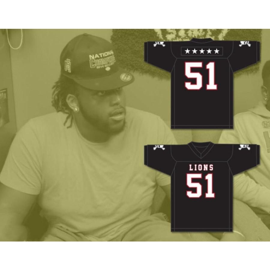 CUSTOM ANY Name Number JAMES DAVIS 51 EMCC LIONS FOOTBALL JERSEY INCLUDES PATCHES Top Stitched S-6XL