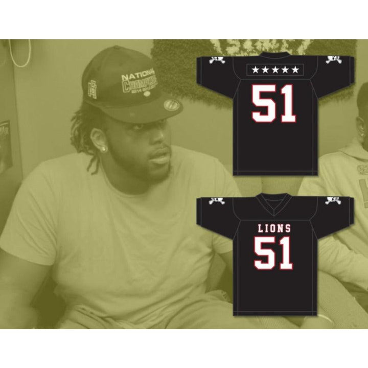 CUSTOM ANY Name Number JAMES DAVIS 51 EMCC LIONS FOOTBALL JERSEY INCLUDES PATCHES Top Stitched S-6XL