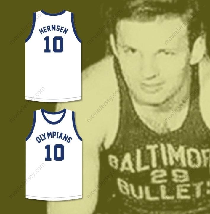 CUSTOM ANY Name Number KLEGGIE HERMSEN 10  OLYMPIANS RETRO WHITE BASKETBALL JERSEY Top Stitched S-6XL