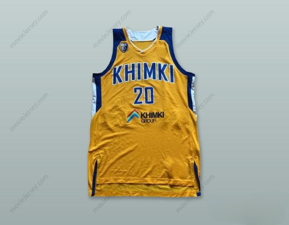 CUSTOM ANY Name Number ANDREY ZUBKOV 20 BC KHIMKI MOSCOW RUSSIA YELLOW BASKETBALL JERSEY Top Stitched S-6XL