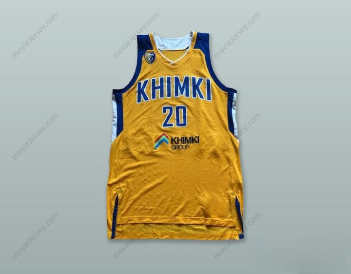 CUSTOM ANY Name Number ANDREY ZUBKOV 20 BC KHIMKI MOSCOW RUSSIA YELLOW BASKETBALL JERSEY Top Stitched S-6XL