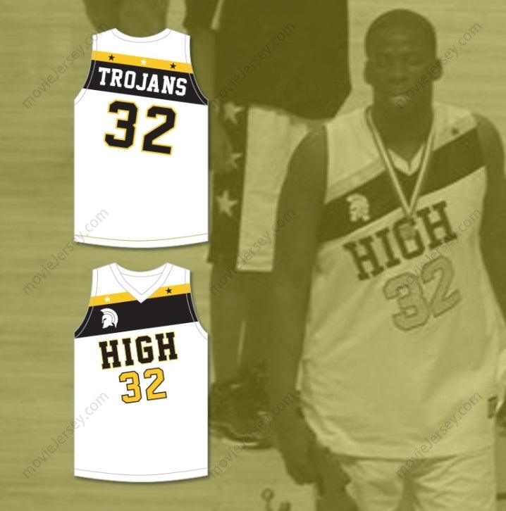 CUSTOM ANY Name Number DRAYMOND GREEN 32 SAGINAW HIGH SCHOOL TROJANS WHITE BASKETBALL JERSEY 1 Top Stitched S-6XL