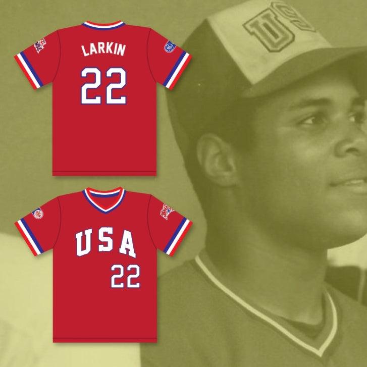 Custom Any Name Number BARRY LARKIN 22 1984 USA TEAM RED BASEBALL JERSEY Top Stitched S-6XL