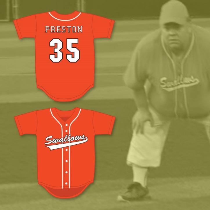 Custom Any Name Number PRESTON LACY 35 SWALLOWS PLAY BALL ORANGE BASEBALL JERSEY Top Stitched S-6XL