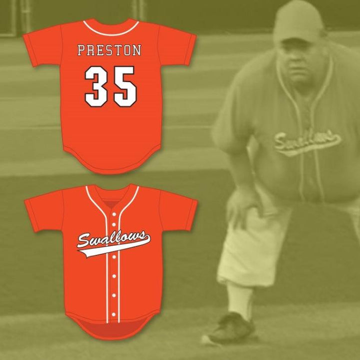 Custom Any Name Number PRESTON LACY 35 SWALLOWS PLAY BALL ORANGE BASEBALL JERSEY Top Stitched S-6XL