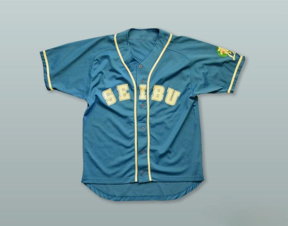 Custom Any Name Number SEIBU LIONS TEAL BUTTON DOWN BASEBALL JERSEY Top Stitched S-6XL