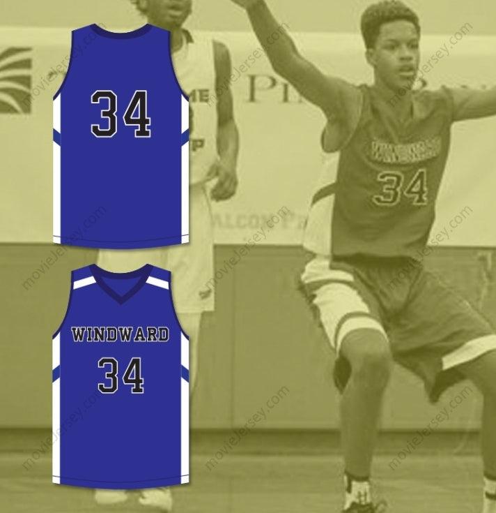 CUSTOM ANY Name Number SHAREEF O'NEAL 34 WINDWARD SCHOOL WILDCATS BLUE BASKETBALL JERSEY 1 Top Stitched S-6XL