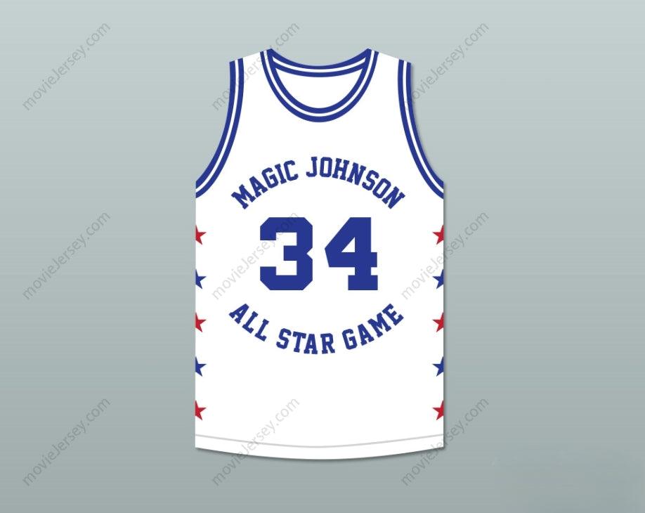 CUSTOM ANY Name Number CHARLES BARKLEY 34 MAGIC JOHNSON ALL STAR GAME WHITE BASKETBALL JERSEY 1988 MIDSUMMER NIGHT'S MAGIC CHARITY EVENT Top Stitched S-6XL