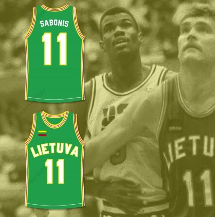 CUSTOM ANY Name Number ARVYDAS SABONIS 11 LITHUANIA BASKETBALL JERSEY STITCH SEWN Top Stitched S-6XL