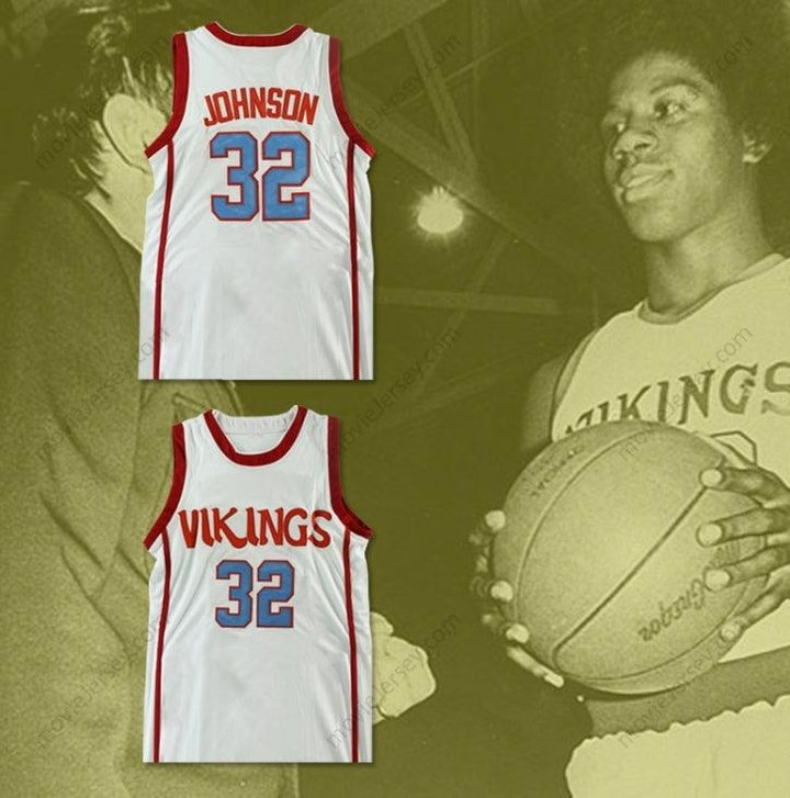 CUSTOM ANY Name Number MAGIC JOHNSON 32 LANSING HIGH SCHOOL VIKINGS BASKETBALL JERSEY ANY PLAYER Top Stitched S-6XL