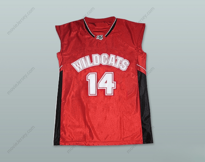 CUSTOM ANY Name Number ZAC EFRON TROY BOLTON 14 EAST HIGH SCHOOL WILDCATS HOME BASKETBALL JERSEY Top Stitched S-6XL
