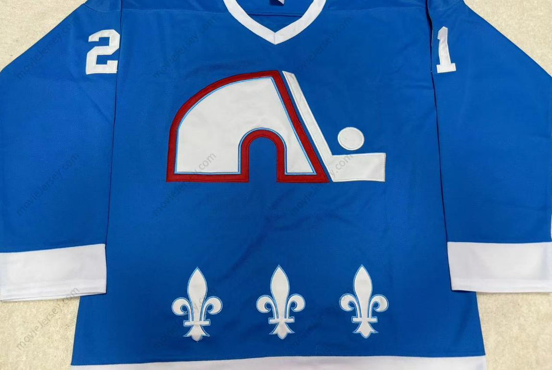 Custom Any Name Number 1977-78 WHA SERGE BERNIER 21 QUEBEC NORDIQUES BLUE HOCKEY JERSEY Top Stitched S-6XL