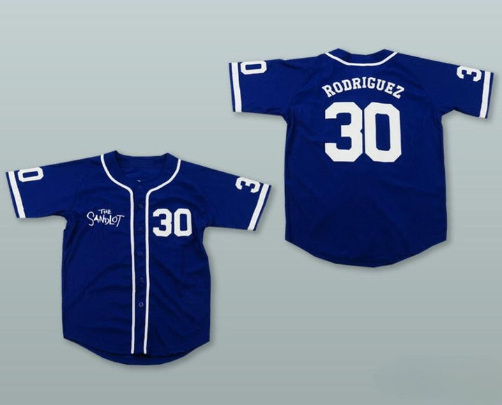 Custom Any Name Number BENNY RODRIGUEZ 30 THE SANDLOT BLUE BASEBALL JERSEY Top Stitched S-6XL