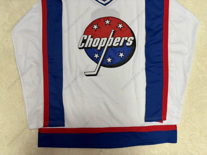 Custom Any Name Number PAUL LAUS 3 ALBANY CHOPPERS WHITE HOCKEY JERSEY Top Stitched S-6XL