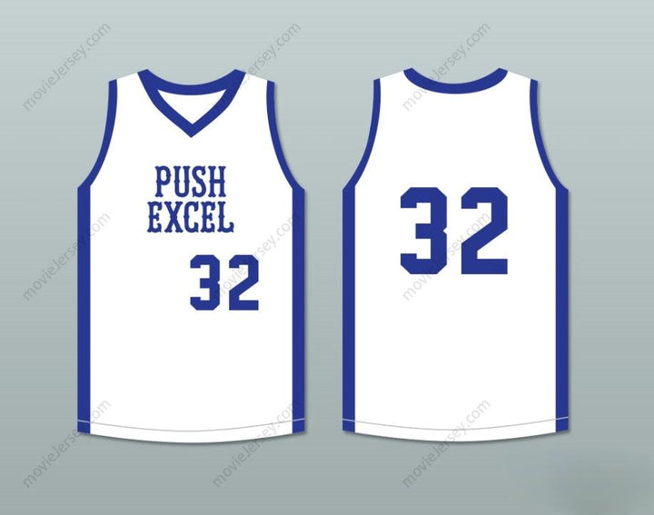 CUSTOM ANY Name Number MAGIC JOHNSON 32 PUSH EXCEL PRO BASKETBALL CLASSIC WHITE BASKETBALL JERSEY 1985 CHARITY EVENT Top Stitched S-6XL