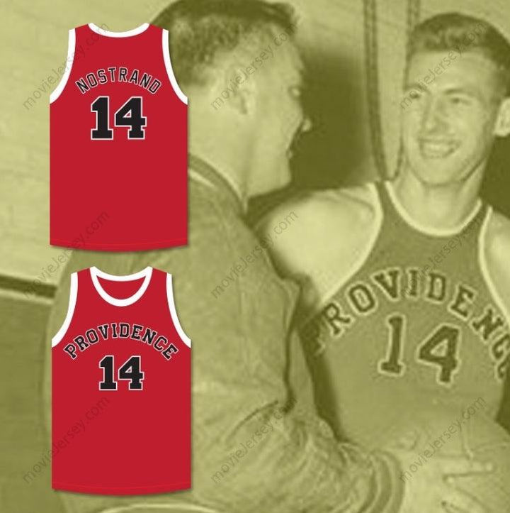 CUSTOM ANY Name Number GEORGE NOSTRAND 14 PROVIDENCE STEAMROLLERS RED BASKETBALL JERSEY 2 Top Stitched S-6XL
