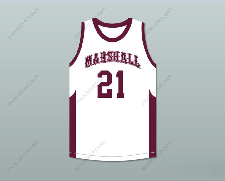 CUSTOM ANY Name Number PATRICK BEVERLEY 21 JOHN MARSHALL METROPOLITAN HIGH SCHOOL COMMANDOS WHITE BASKETBALL JERSEY Top Stitched S-6XL