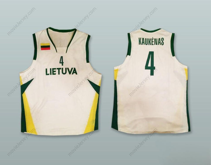 CUSTOM ANY Name Number RIMANTAS KAUKENAS 4 LIETUVA LITHUANIA WHITE BASKETBALL JERSEY Top Stitched S-6XL