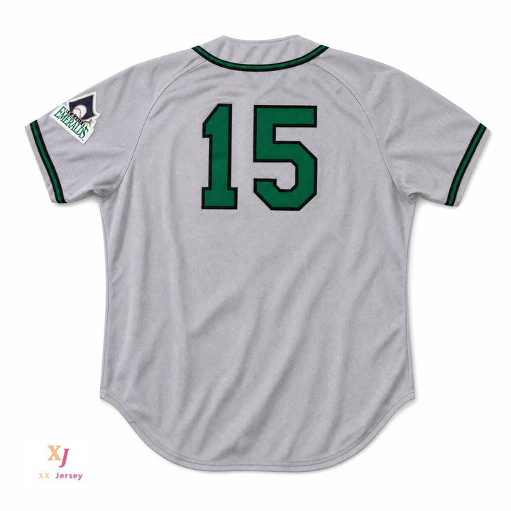 Custom Any Name Number KAUAI EMERALDS  15 GRAY BUTTON DOWN BASEBALL JERSEY Top Stitched S-6XL