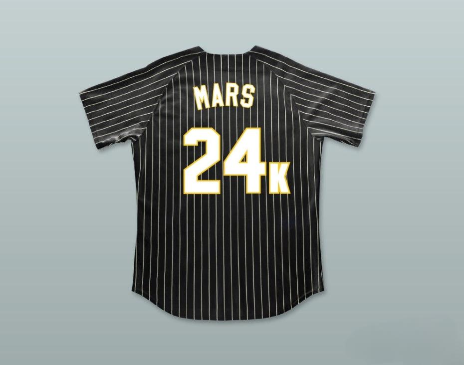 Custom Any Name Number BRUNO MARS 24K HOOLIGANS BLACK PINSTRIPED BASEBALL JERSEY BET AWARDS Top Stitched S-6XL