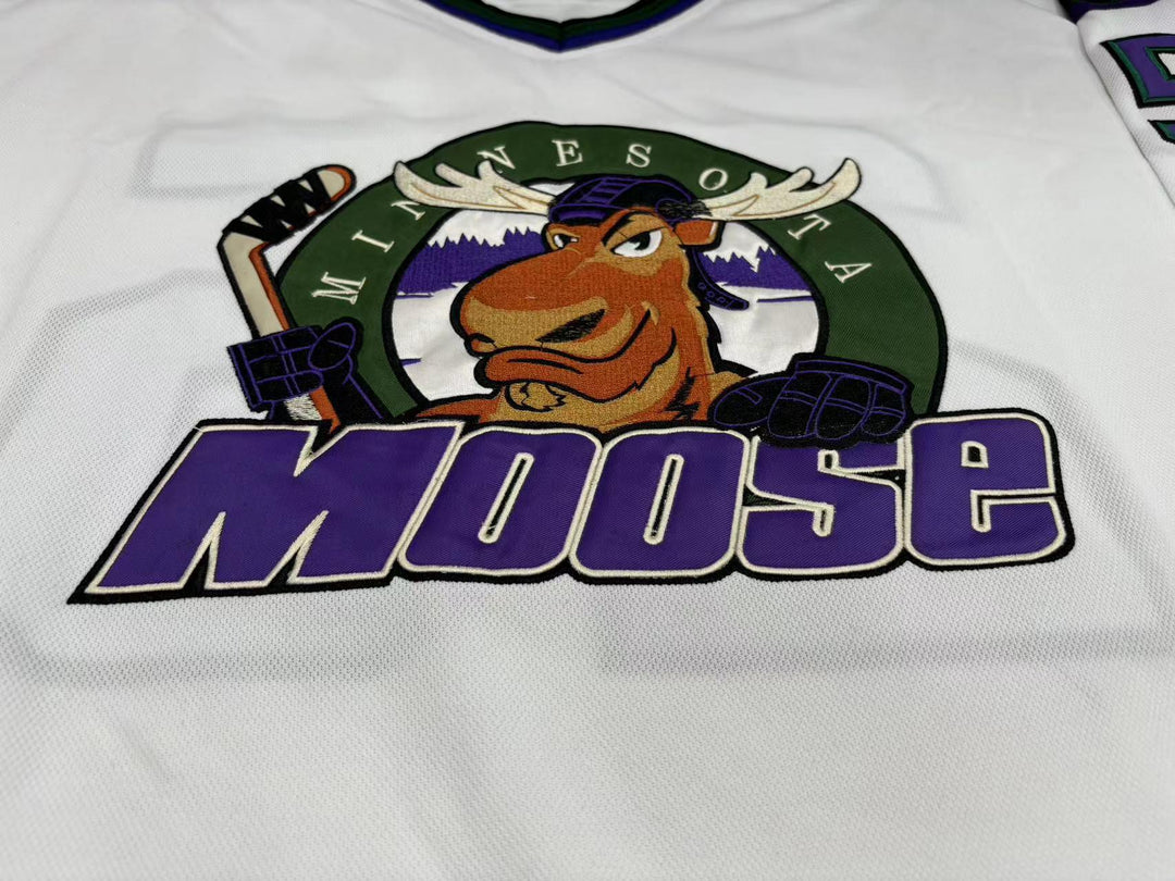 Custom Any Name Number STEPHANE MORIN 25 MINNESOTA MOOSE WHITE HOCKEY JERSEY Top Stitched S-6XL