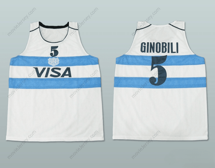CUSTOM ANY Name Number MANU GINOBILI 5 ARGENTINA BASKETBALL JERSEY ANY PLAYER Top Stitched S-6XL