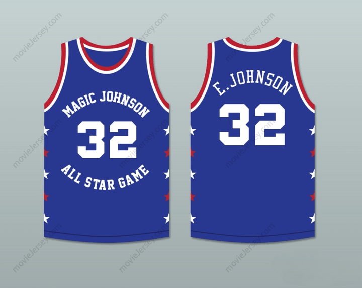 CUSTOM ANY Name Number MAGIC JOHNSON 32 MAGIC JOHNSON ALL STAR GAME BLUE BASKETBALL JERSEY 1988 MIDSUMMER NIGHT'S MAGIC CHARITY EVENT Top Stitched S-6XL