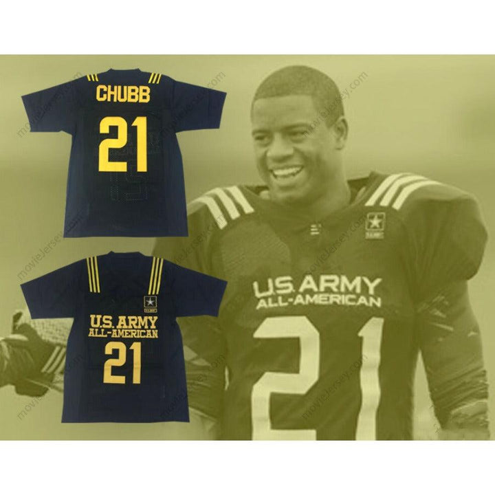 CUSTOM ANY Name Number NICK CHUBB 21 U.S. ARMY HIGH SCHOOL ALL-AMERICAN BLACK FOOTBALL JERSEY Top Stitched S-6XL