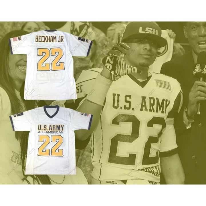 CUSTOM ANY Name Number ODELL BECKHAM JR. 22 U.S. ARMY HIGH SCHOOL ALL-AMERICAN WEST FOOTBALL JERSEY Top Stitched S-6XL