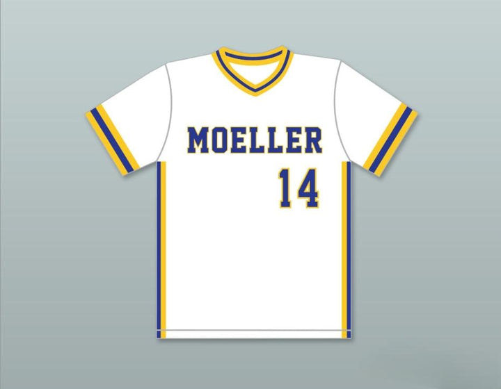 Custom Any Name Number BARRY LARKIN 14 ARCHBISHOP   HIGH SCHOOL CRUSADERS WHITE BASEBALL JERSEY 1 Top Stitched S-6XL
