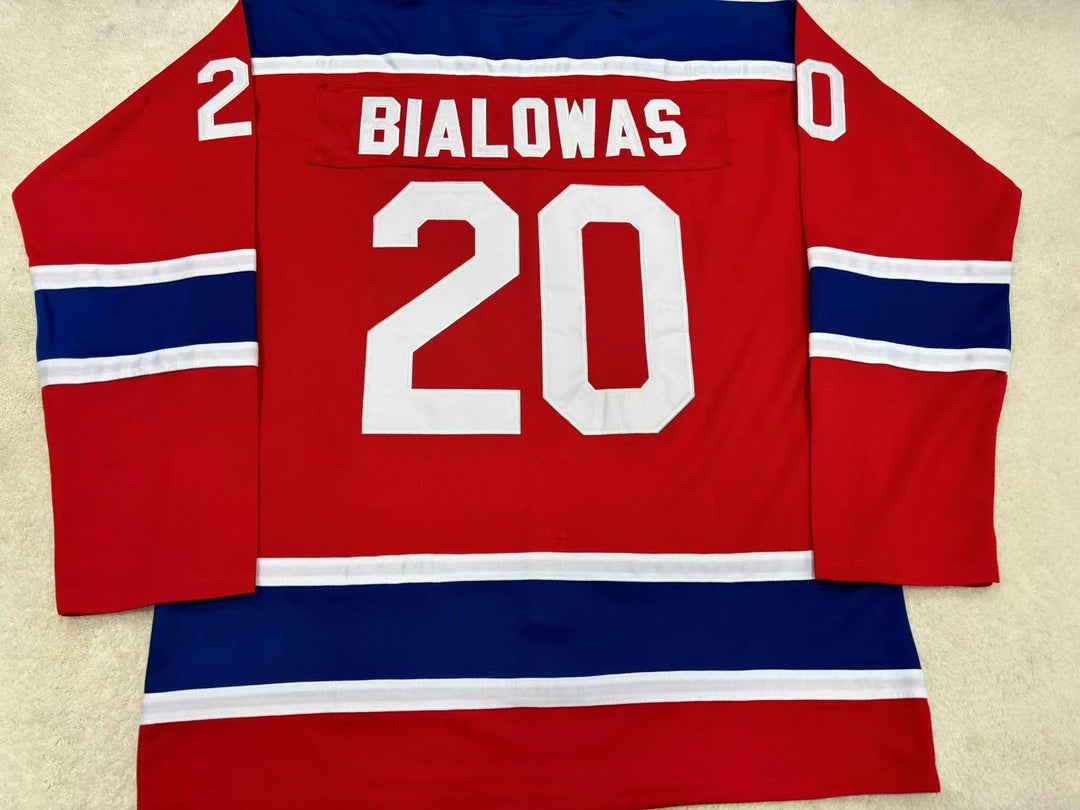 Custom Any Name Number FRANK BIALOWAS 20 INDIANAPOLIS RACERS RED HOCKEY JERSEY Stitched Top Stitched S-6XL
