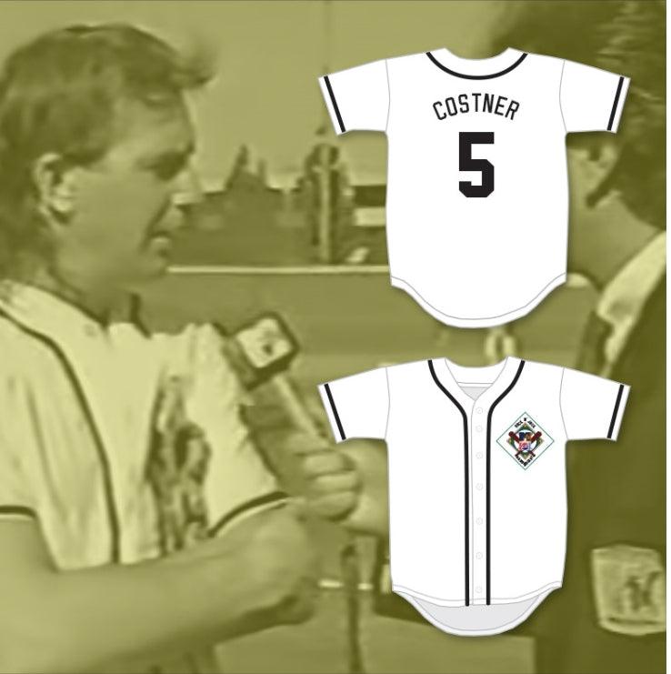 Custom Any Name Number KEVIN COSTNER 5 SALAMANDERS BASEBALL JERSEY 1ST ANNUAL ROCK N' JOCK DIAMOND DERBY Top Stitched S-6XL