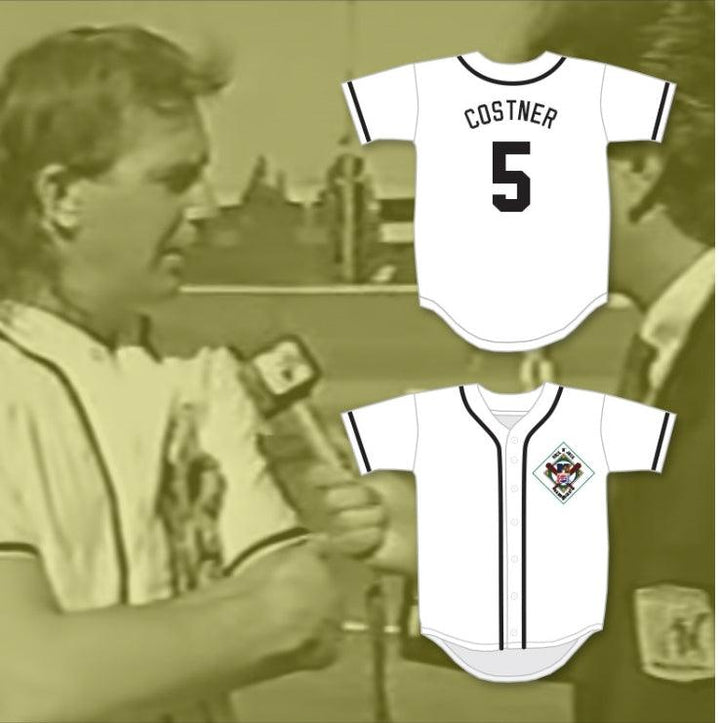 Custom Any Name Number KEVIN COSTNER 5 SALAMANDERS BASEBALL JERSEY 1ST ANNUAL ROCK N' JOCK DIAMOND DERBY Top Stitched S-6XL