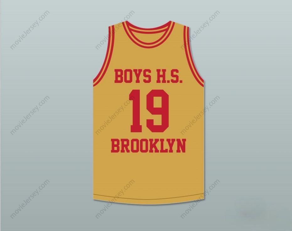 CUSTOM ANY Name Number LENNY WILKENS 19 BOYS HIGH SCHOOL BROOKLYN OLD GOLD BASKETBALL JERSEY Top Stitched S-6XL