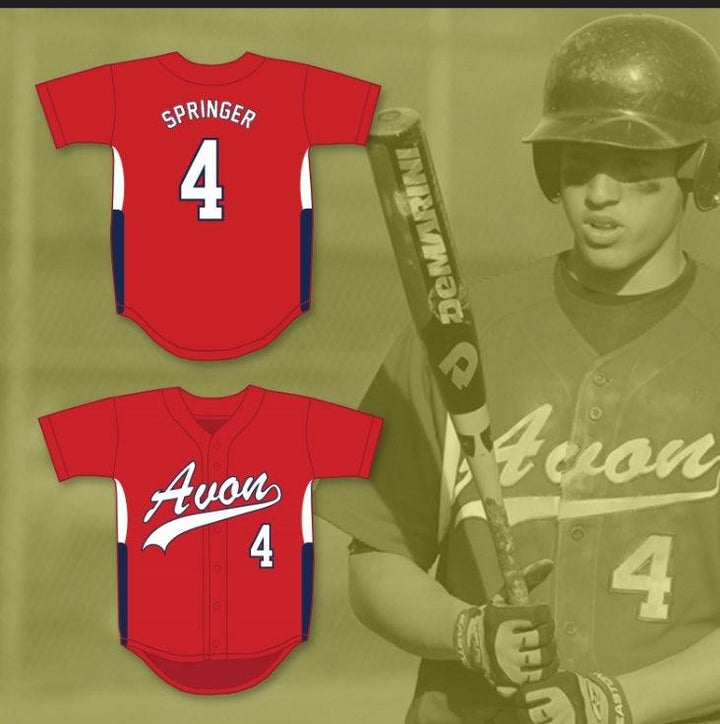 Custom Any Name Number GEORGE SPRINGER 4   OLD FARMS SCHOOL WINGED BEAVERS RED BASEBALL JERSEY 2 2 Top Stitched S-6XL