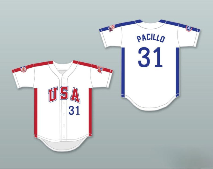 Custom Any Name Number PAT PACILLO 31 1984 USA TEAM WHITE BUTTON DOWN BASEBALL JERSEY Top Stitched S-6XL