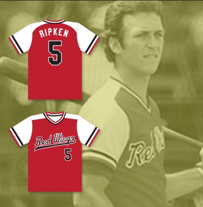 Custom Any Name Number CAL RIPKEN JR. 5  RED WINGS HOME BASEBALL JERSEY Top Stitched S-6XL